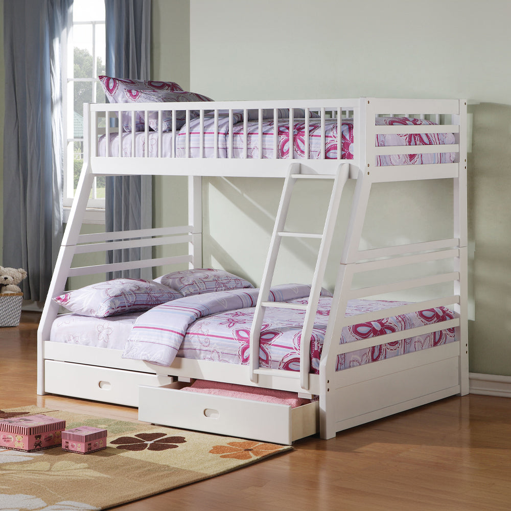 Jason  Bunk Bed (T/F) w/Storage, White