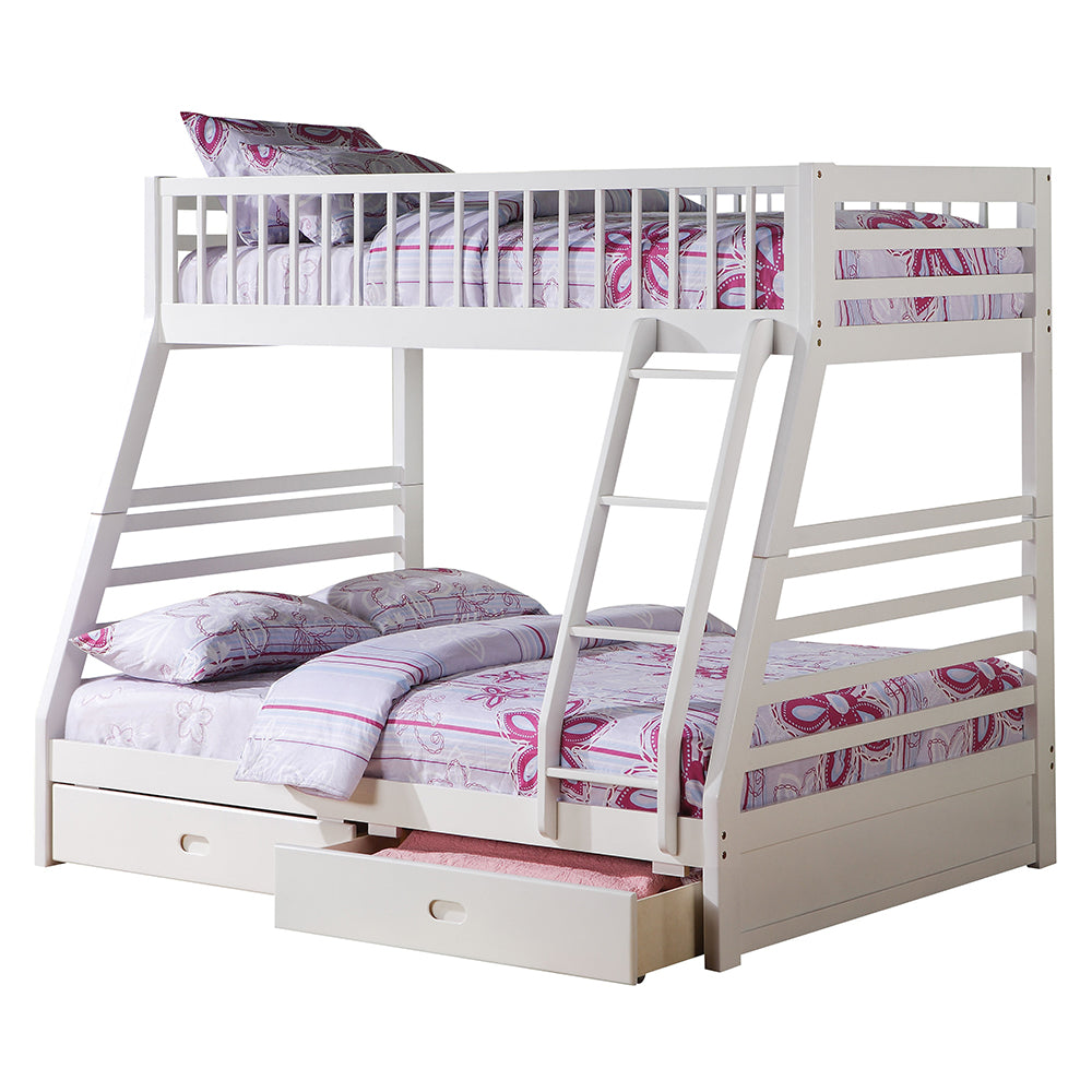 Jason  Bunk Bed (T/F) w/Storage, White