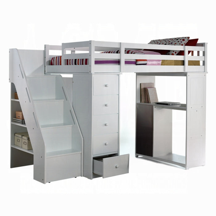 Freya Twin Loft Bed w/Storage, White