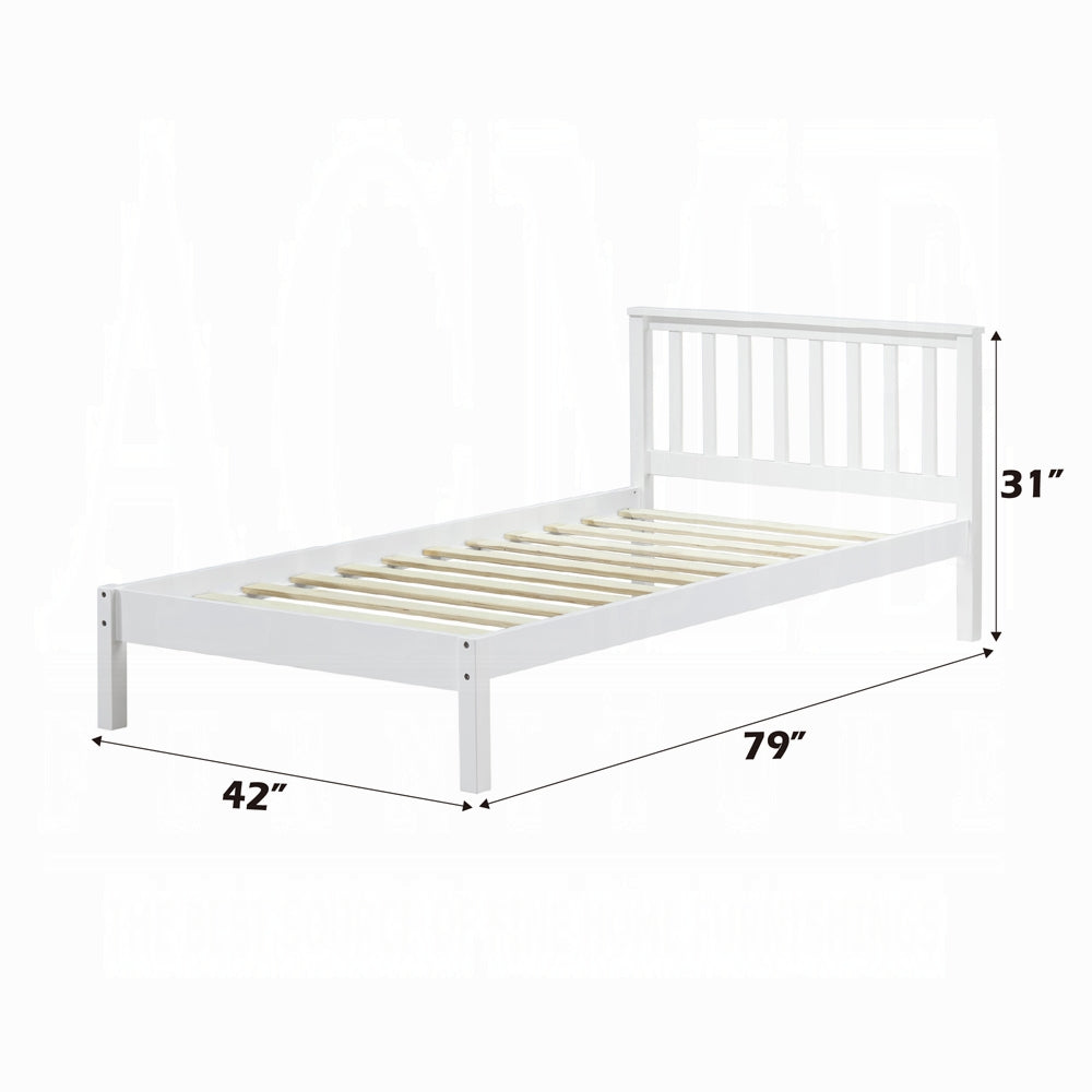 Aman Freya Twin White Platform Bed Frame – Durable Metal Bed with Built-in Support System