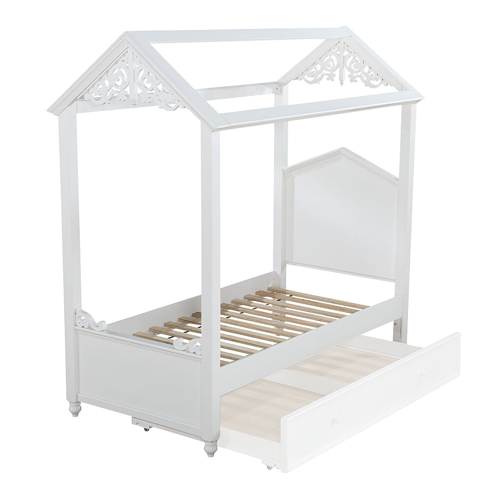 Appia Rapunzel Twin Bed in White Finish Stylish Upholstered Bed for Kids