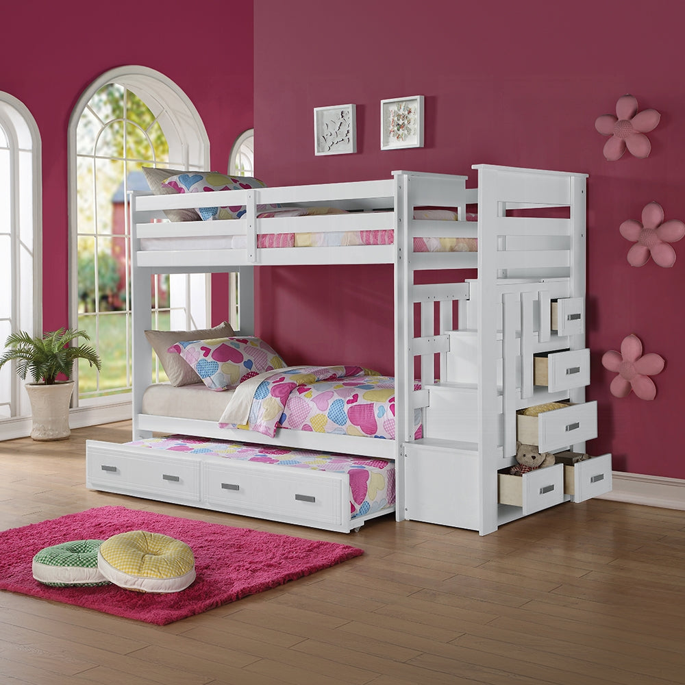 Allentown Bunk Bed (T/T) w/Trundle (Twin) & Storage, White