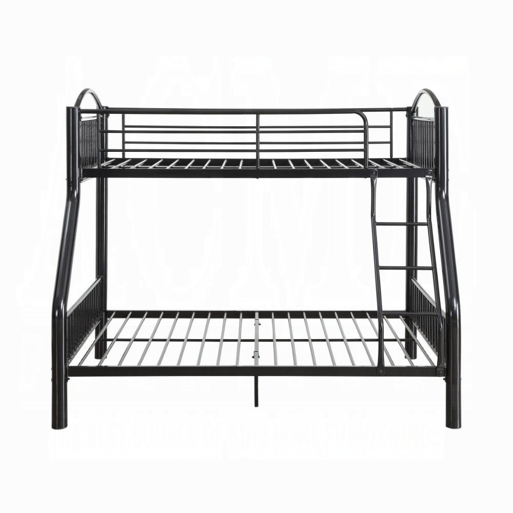 Aishu Cayelynn Metal Bunk Bed Twin/Full Black  Minimalist Teen Bed with Ladder & Safety Rails
