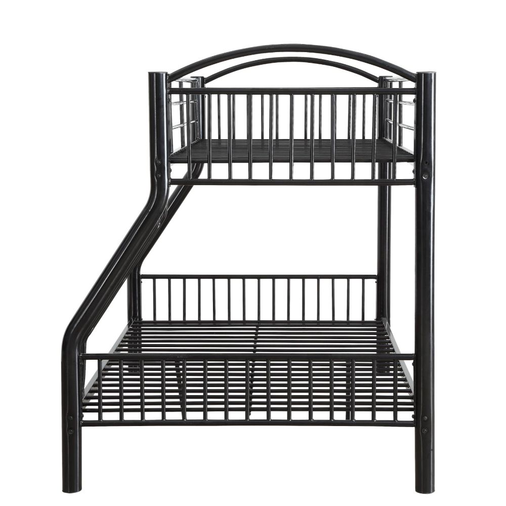 Aishu Cayelynn Metal Bunk Bed Twin/Full Black  Minimalist Teen Bed with Ladder & Safety Rails