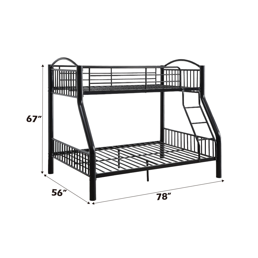 Aishu Cayelynn Metal Bunk Bed Twin/Full Black  Minimalist Teen Bed with Ladder & Safety Rails