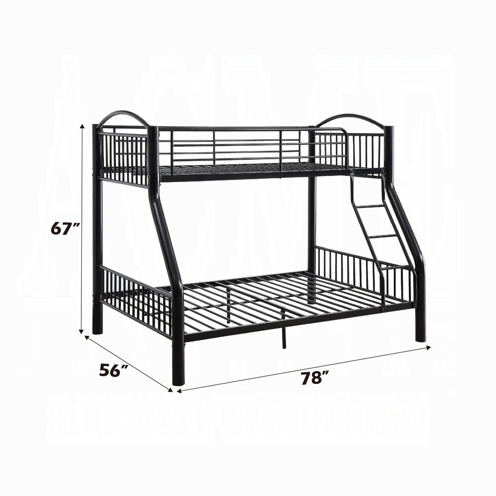Aishu Cayelynn Metal Bunk Bed Twin/Full Black  Minimalist Teen Bed with Ladder & Safety Rails