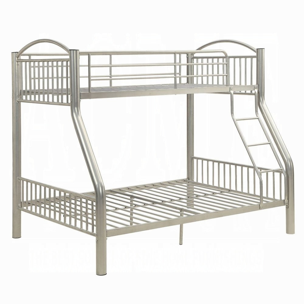 Aishu Cayelynn Metal Bunk Bed Twin/Full Black  Minimalist Teen Bed with Ladder & Safety Rails