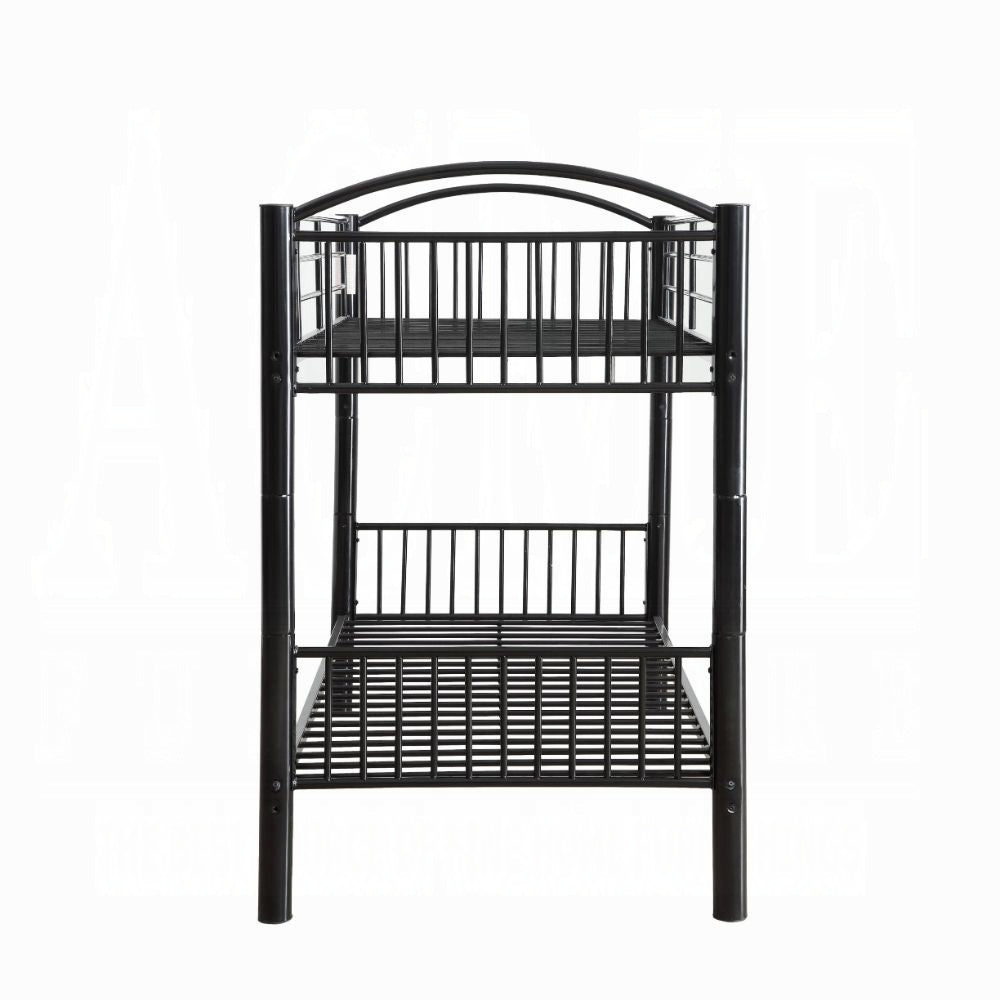 Arashi Cayelynn Twin Size Metal Bunk Bed in Black  Contemporary Teen Loft Style