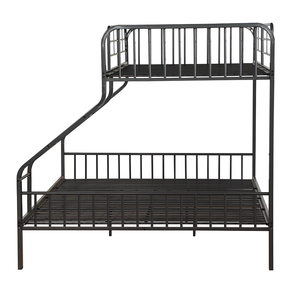 Triple Bunk Bed T/XL/Q Gunmetal Metal  Industrial Style with Built-in Ladder