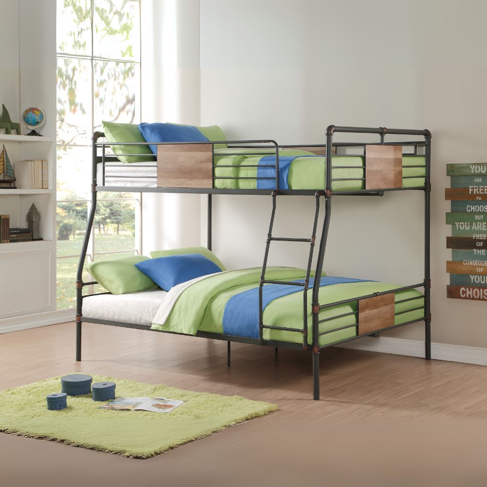 Brantley Bunk Bed (F XL/Q), Sandy Black & Dark Bronze Hand-Brushed