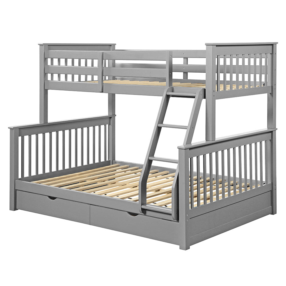 Ingrid Haley II Twin over Full Teen Bunk Bed  Wooden Frame with Storage