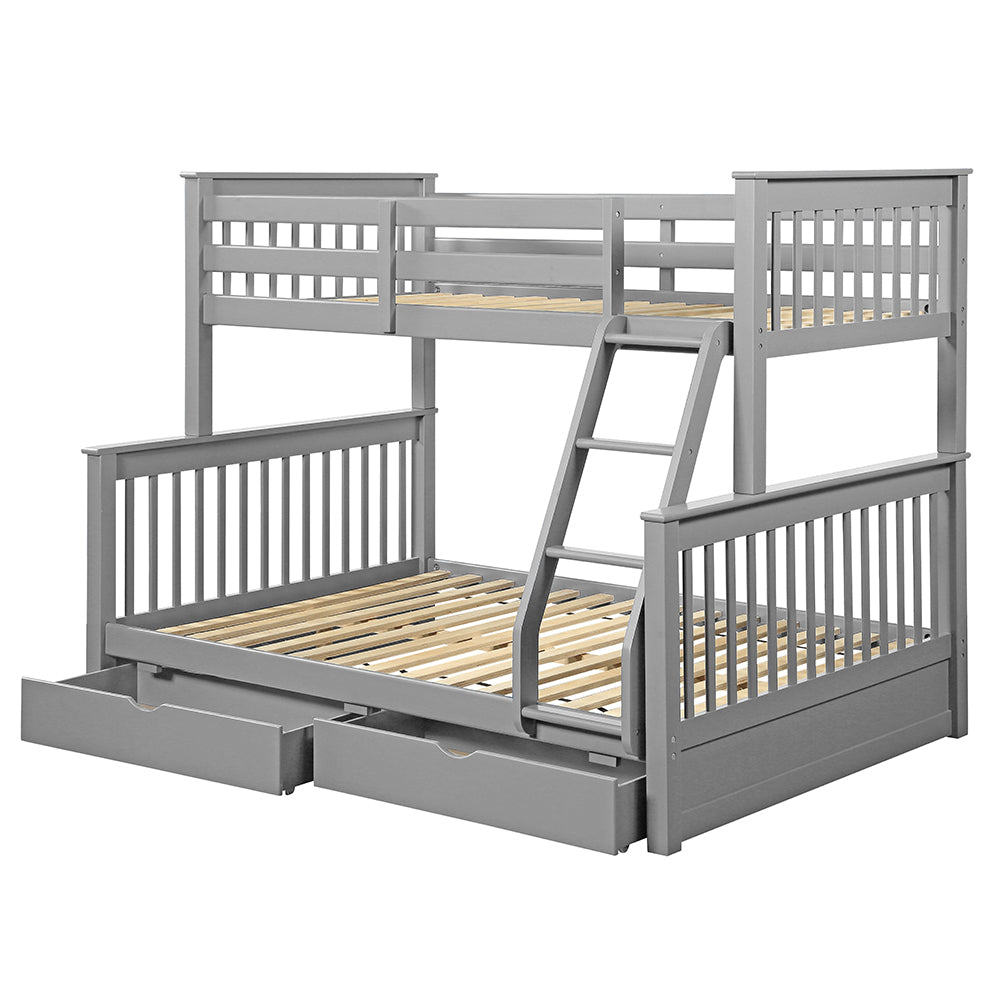 Ingrid Haley II Twin over Full Teen Bunk Bed  Wooden Frame with Storage