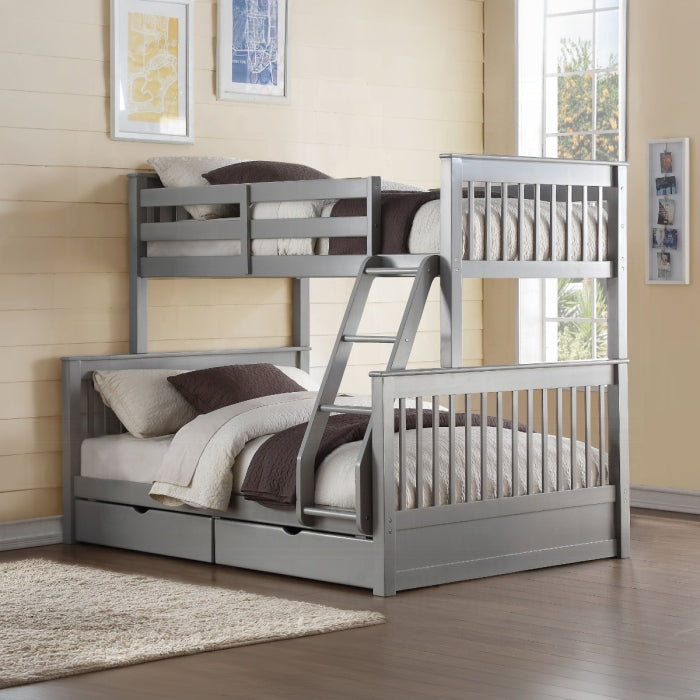 Ingrid Haley II Twin over Full Teen Bunk Bed  Wooden Frame with Storage