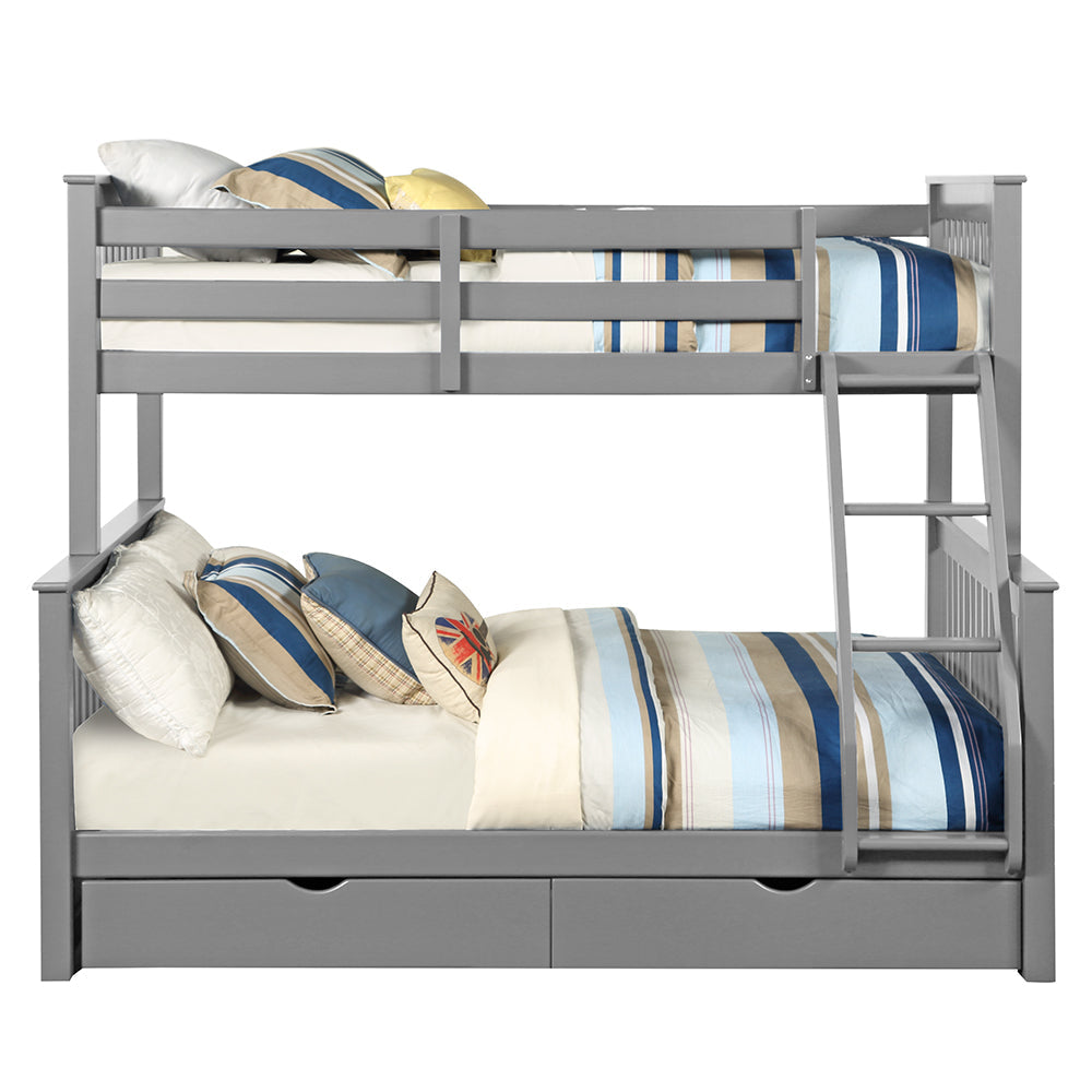 Ingrid Haley II Twin over Full Teen Bunk Bed  Wooden Frame with Storage