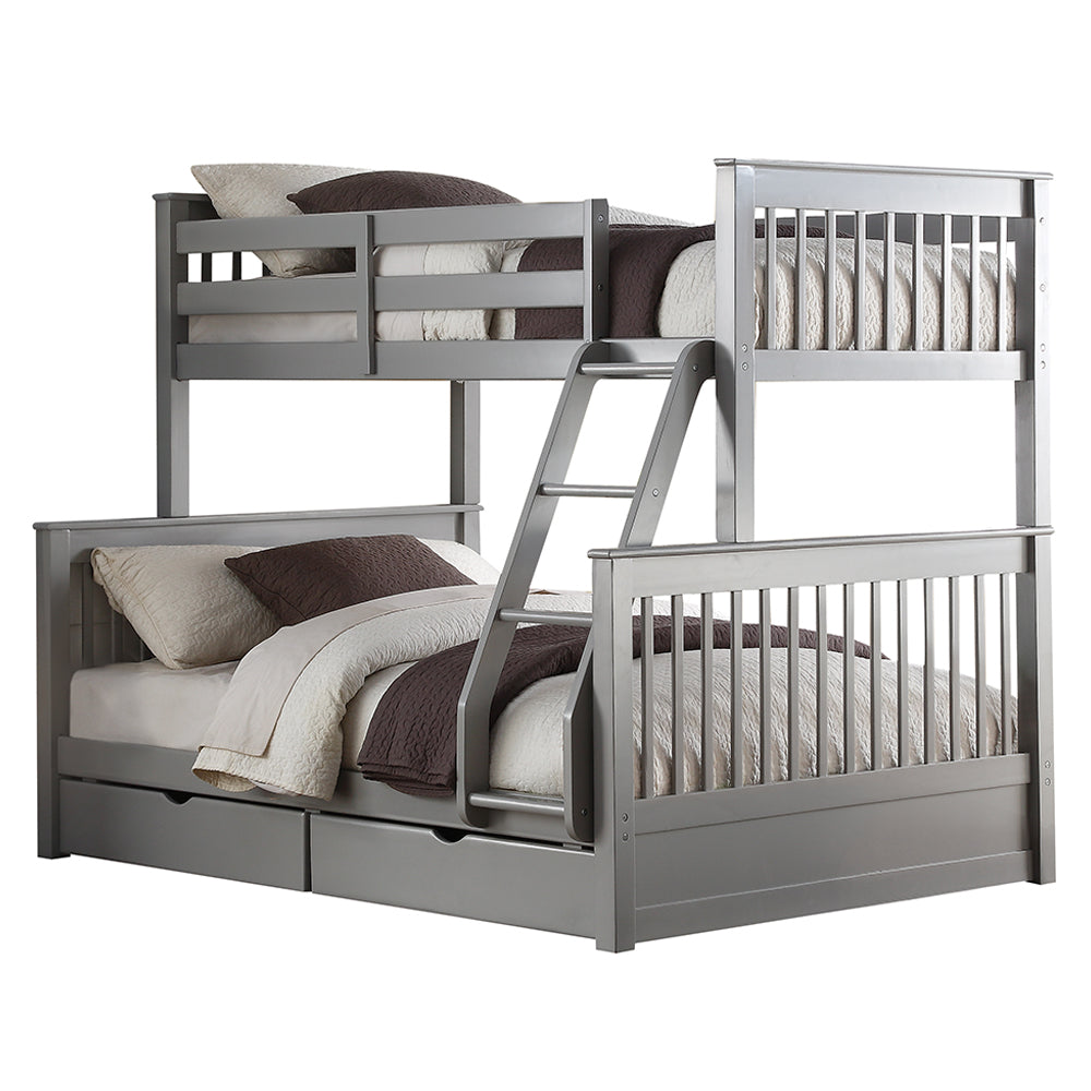 Ingrid Haley II Twin over Full Teen Bunk Bed  Wooden Frame with Storage