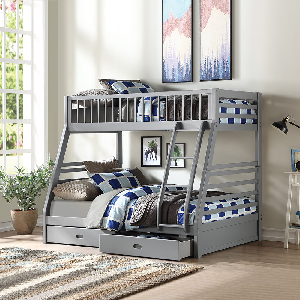 Jason  Bunk Bed (T/F) w/Storage, Gray