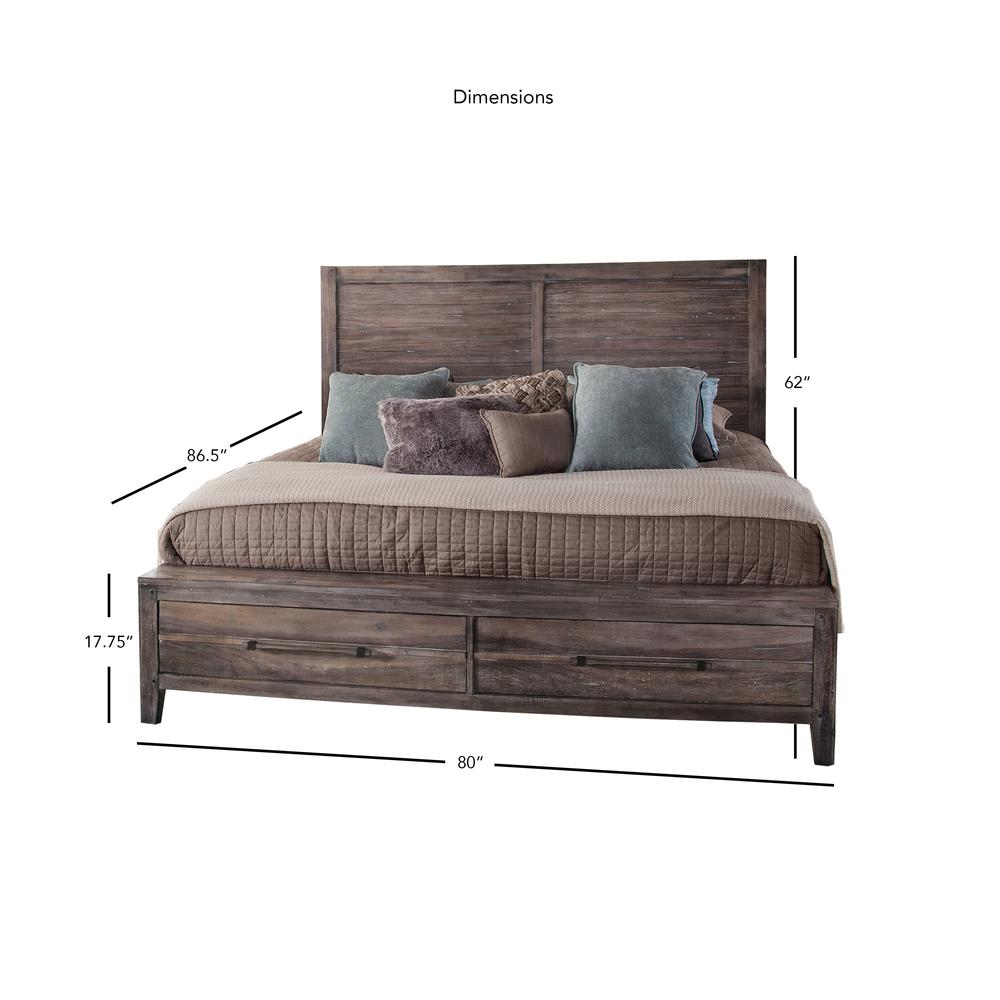 Aurora Queen Panel Bed - With Storage Footboard - Weathered Grey