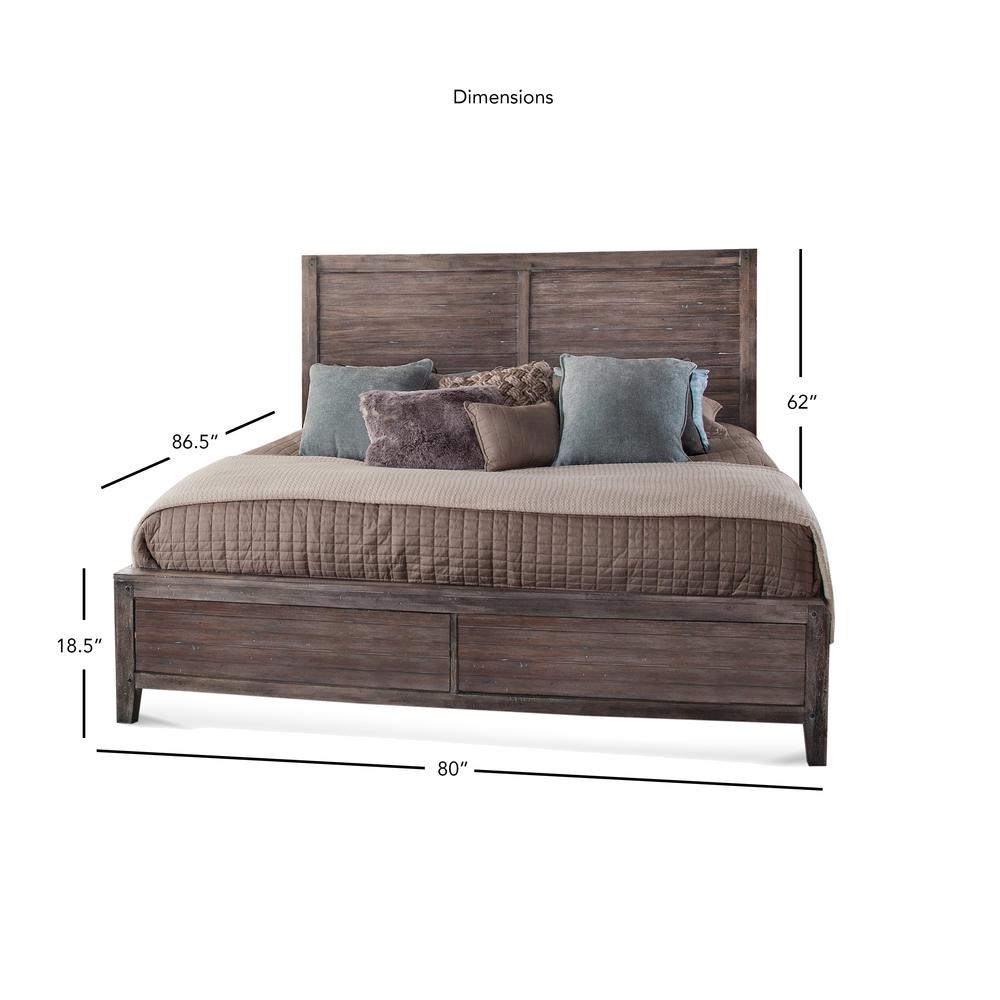 Aurora King Panel Bed - With Panel Footboard - Weathered Grey