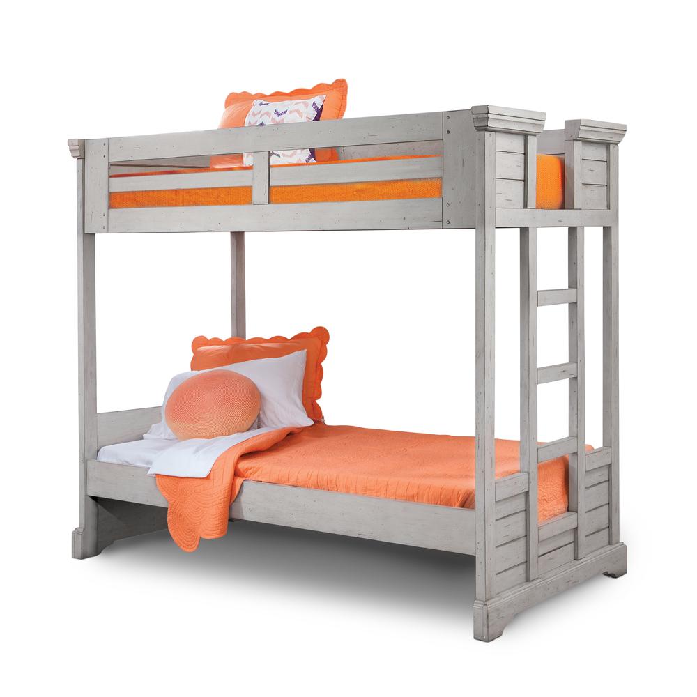 Murray Stonebrook Twin Over Twin Gray Wood Bunk Bed  Rustic Design