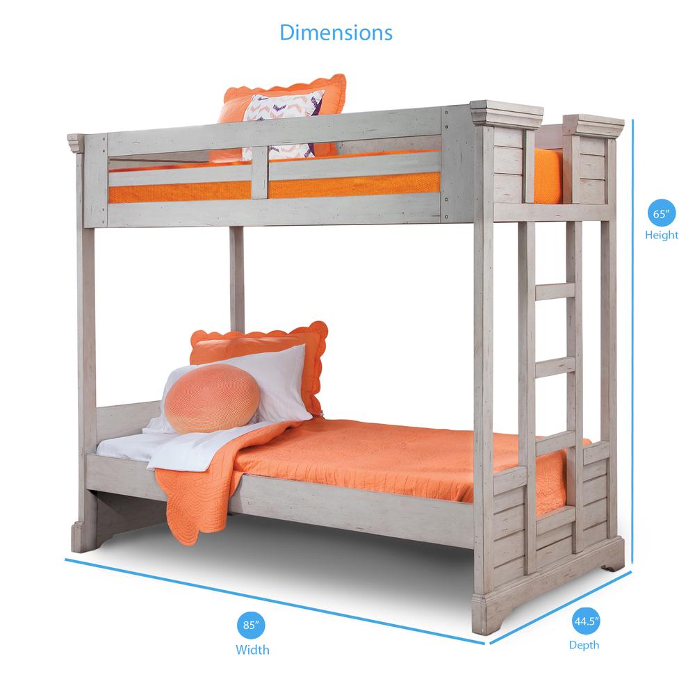 Murray Stonebrook Twin Over Twin Gray Wood Bunk Bed  Rustic Design