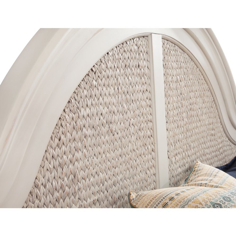 Hazina Rodanth King Dove White Woven Bed – Coastal Style with Rattan Panels