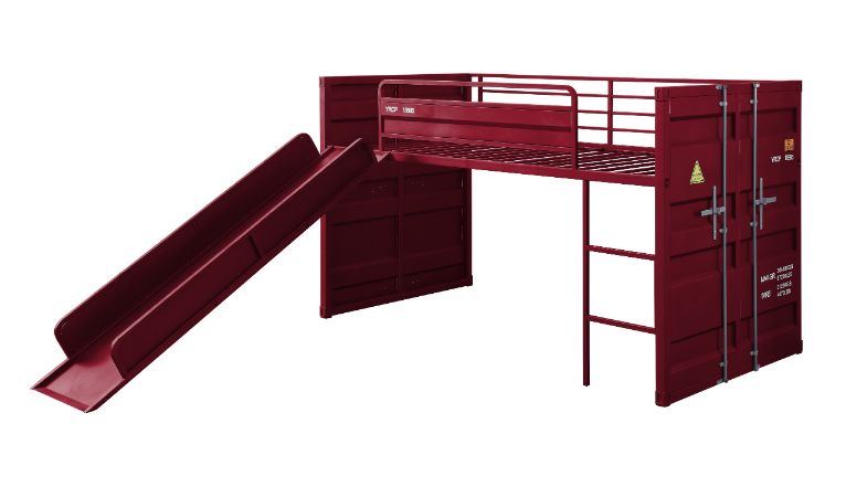Rochester Cargo Teenager Twin Metal Loft Bed  Space-Saving Slide Design