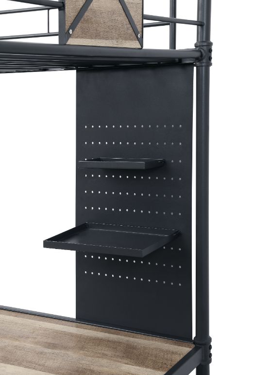 Garrett Cordelia Twin Loft Bed w/ Desk  Rustic Hand-Brushed Finish