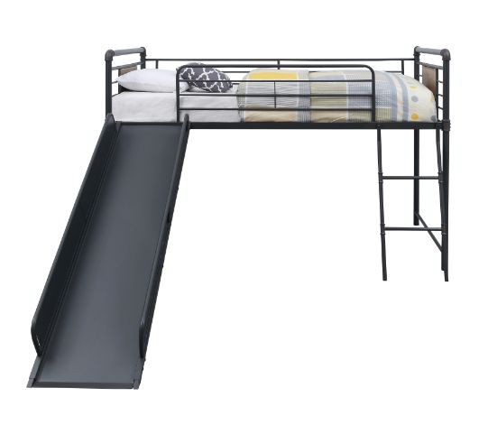 Giriraj Cordelia Twin Loft Bed  Slide, Guardrails & Ladder, Rustic Finish
