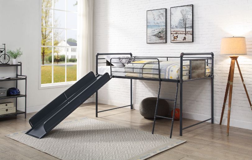 Giriraj Cordelia Twin Loft Bed  Slide, Guardrails & Ladder, Rustic Finish