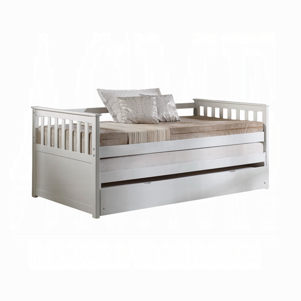 Lala Cominia Twin White Wood Daybed  Transitional Style with Slatted Frame
