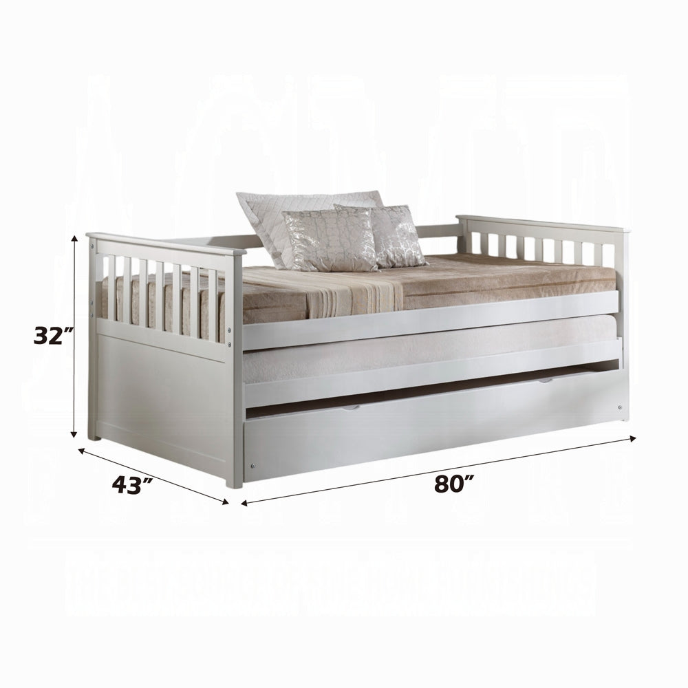 Lala Cominia Twin White Wood Daybed  Transitional Style with Slatted Frame
