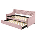 Lianna Collection Twin Daybed Pink Velvet Upholstery & Pull-Out Trundle