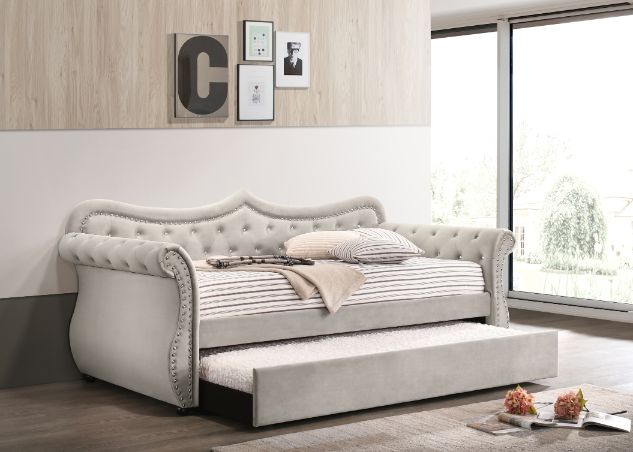 Adkins Daybed w/Trundle (Twin), Beige Linen