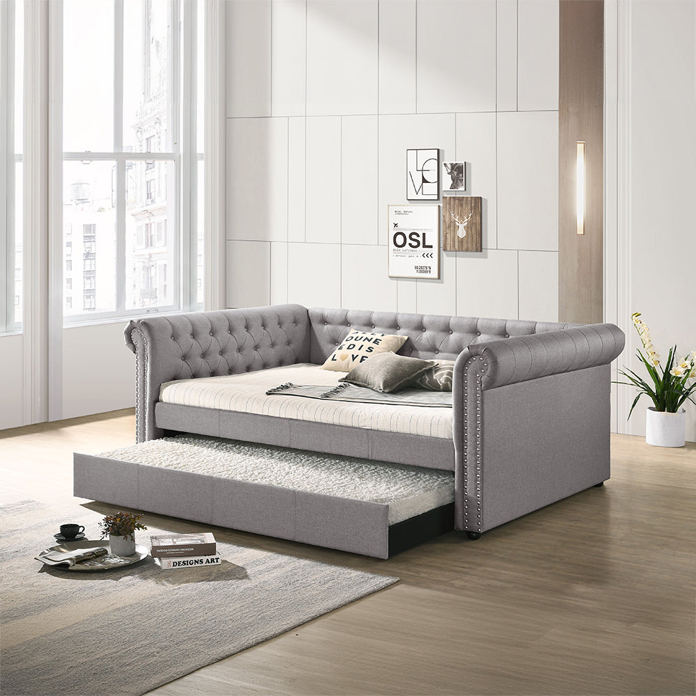 Justice Daybed w/Trundle (Full), Smoke Gray Fabric