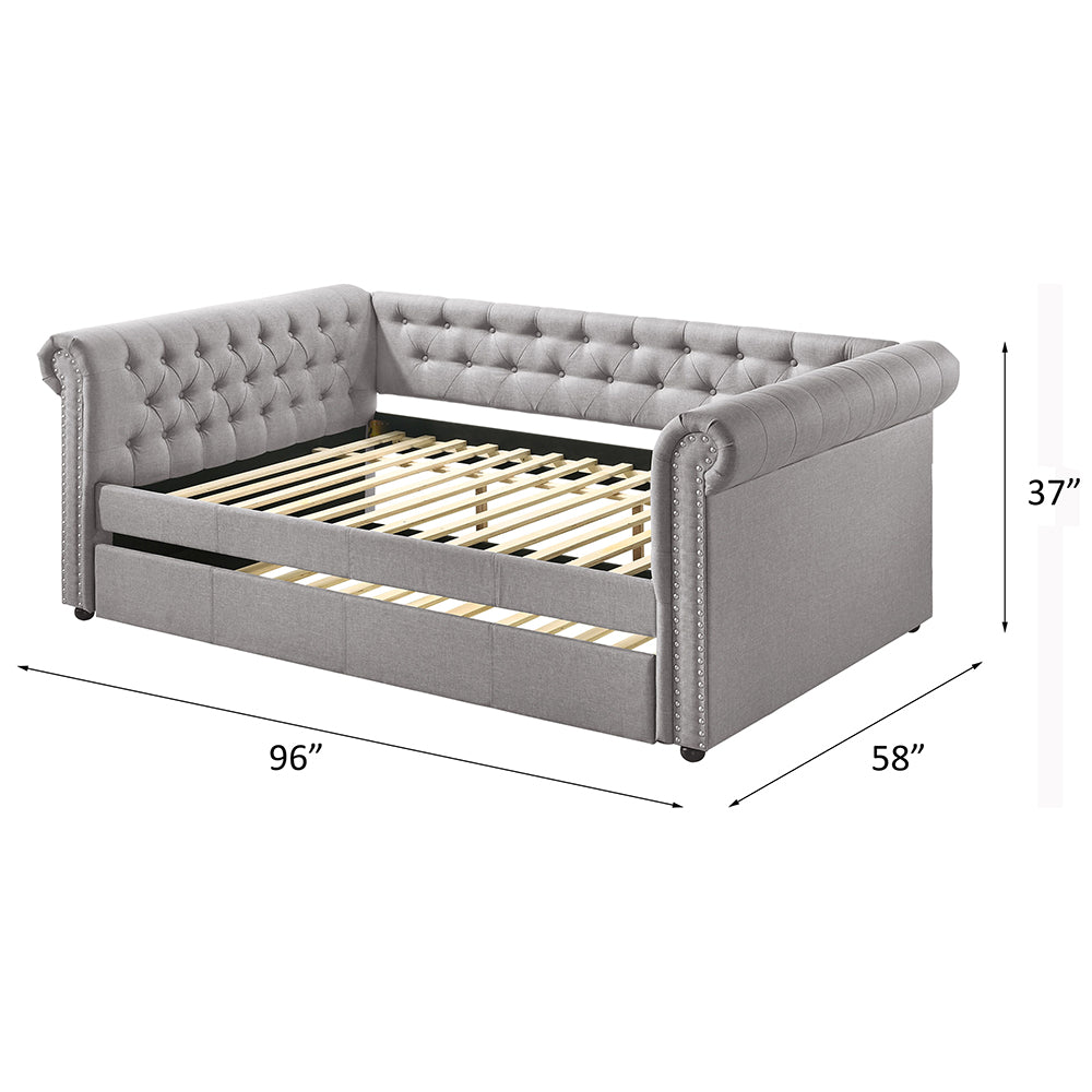 Justice Daybed w/Trundle (Full), Smoke Gray Fabric