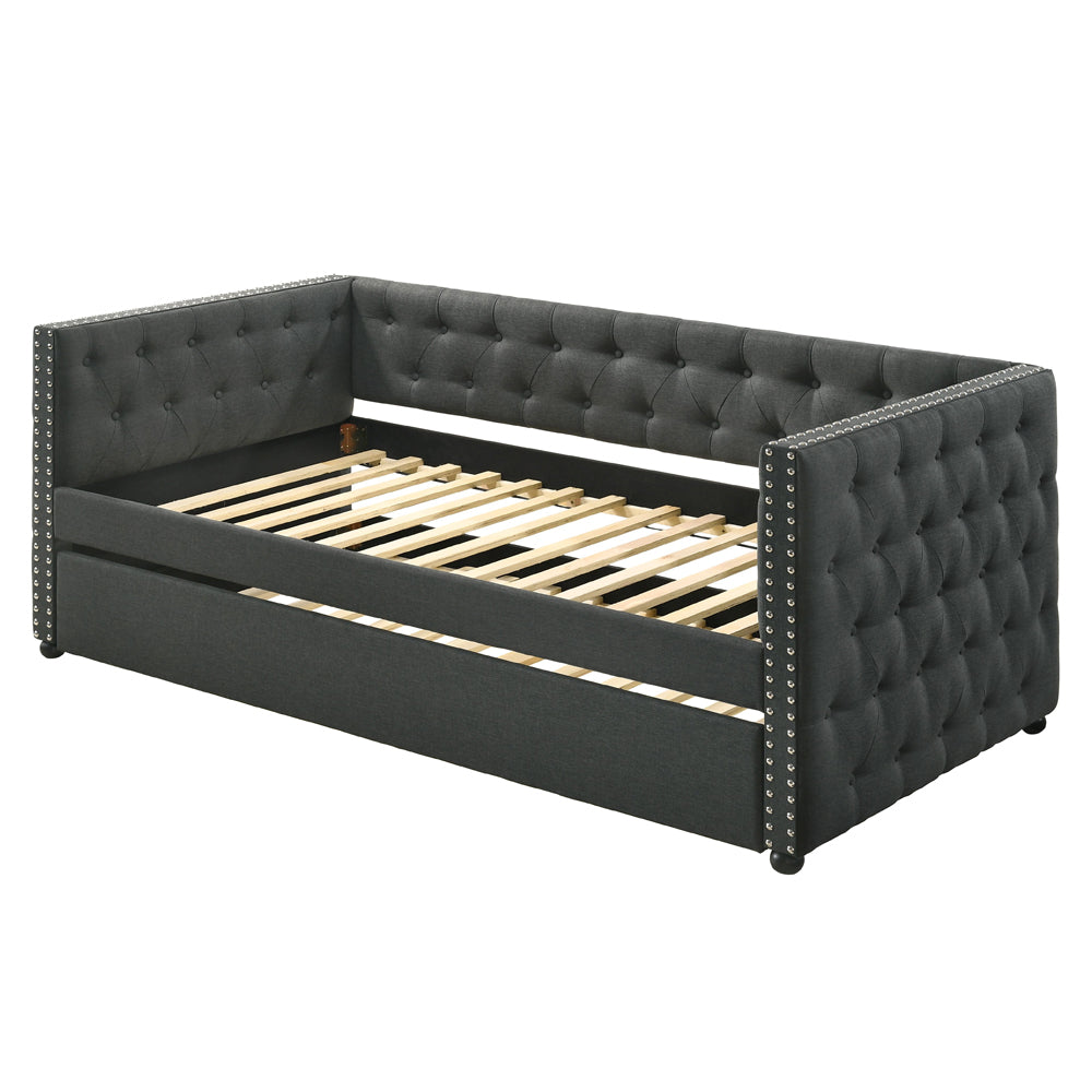 Romona Daybed w/Trundle (Twin), Gray Fabric