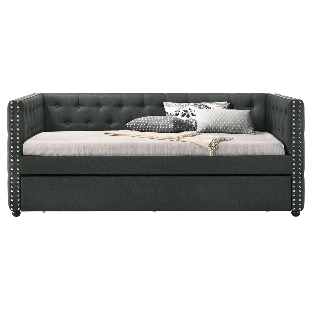 Romona Daybed w/Trundle (Twin), Gray Fabric