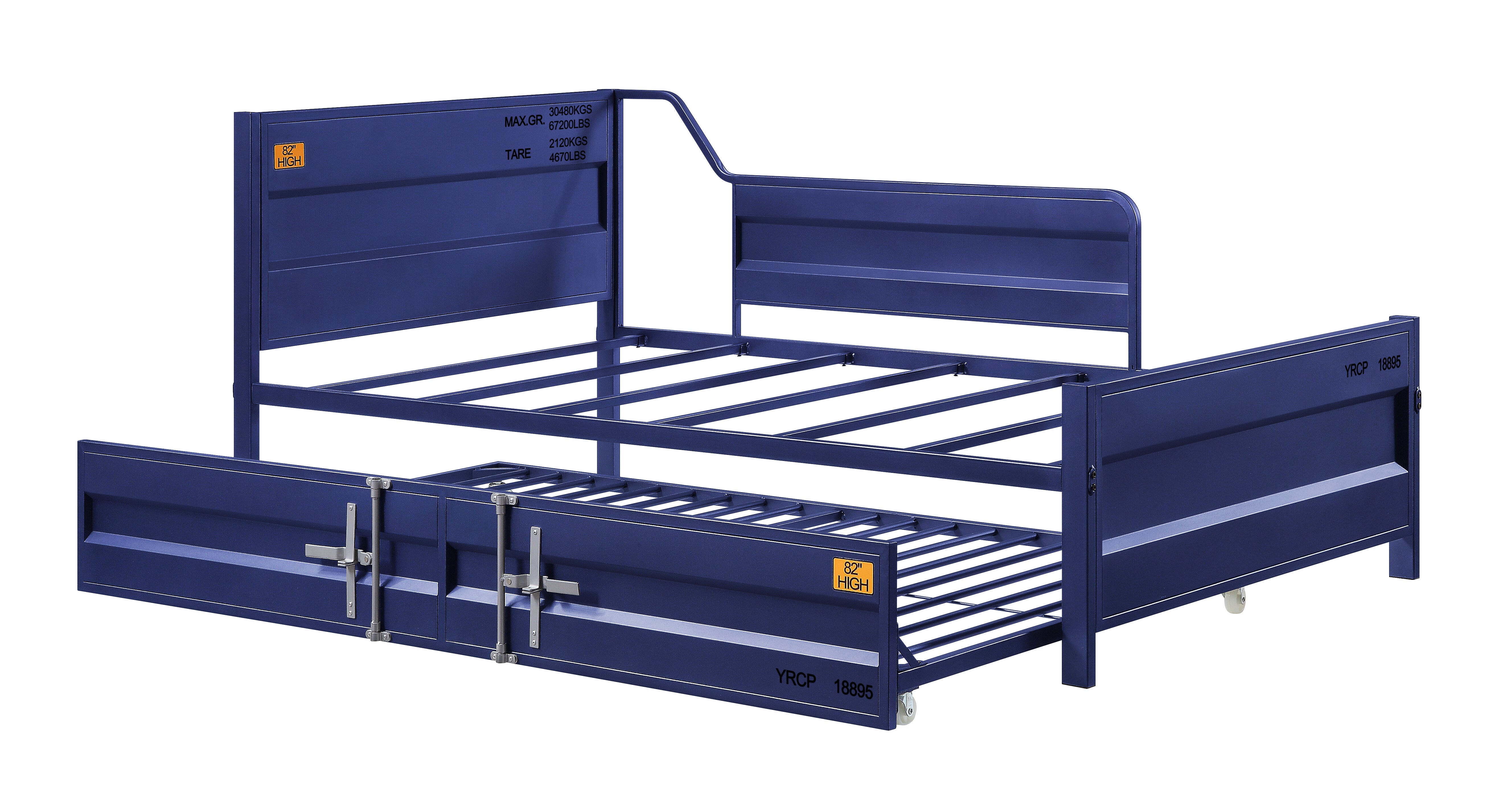 Ventura Cargo Twin Gunmetal Metal Daybed with Trundle  Industrial Space-Saving Design