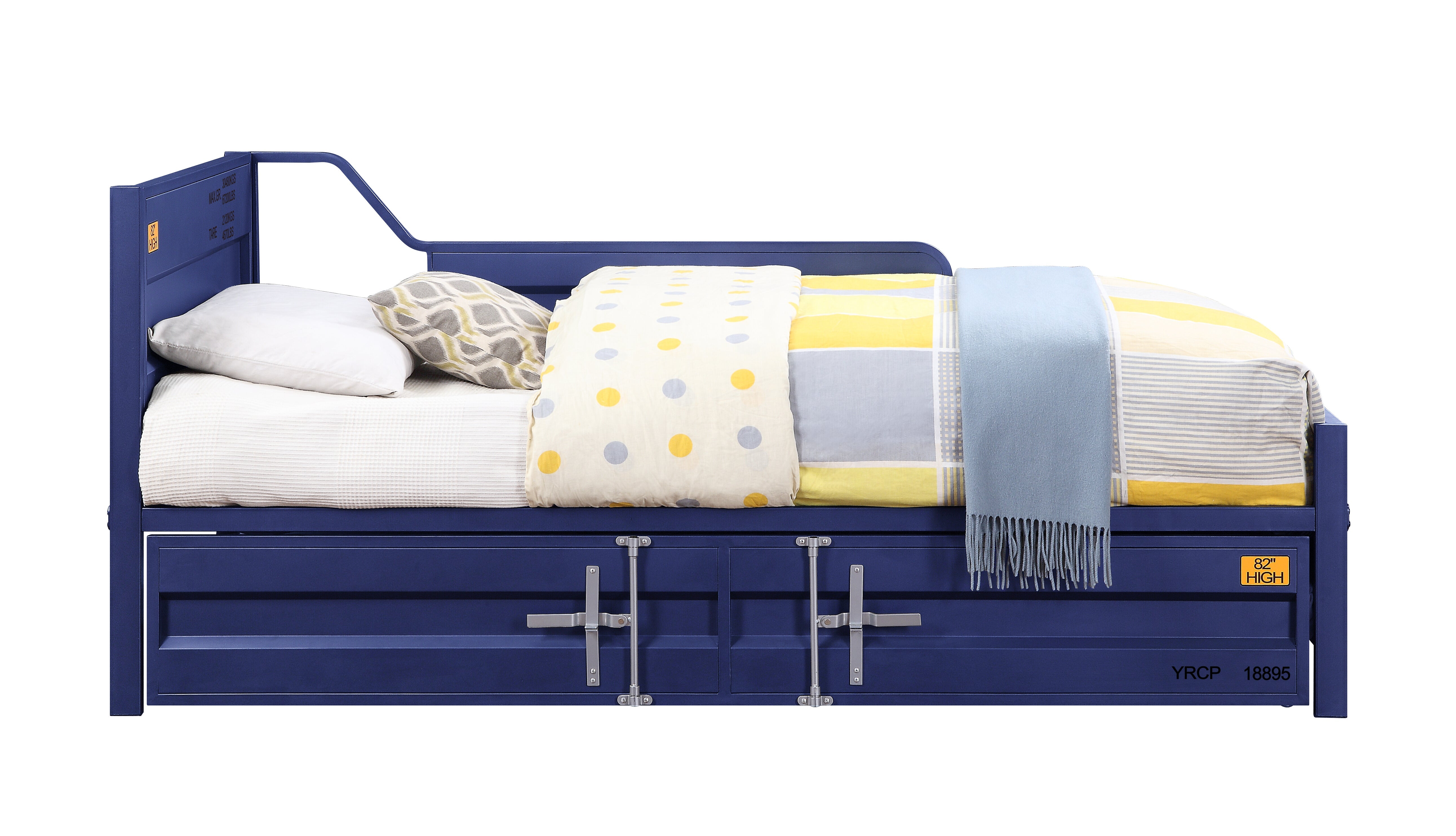 Ventura Cargo Twin Gunmetal Metal Daybed with Trundle  Industrial Space-Saving Design