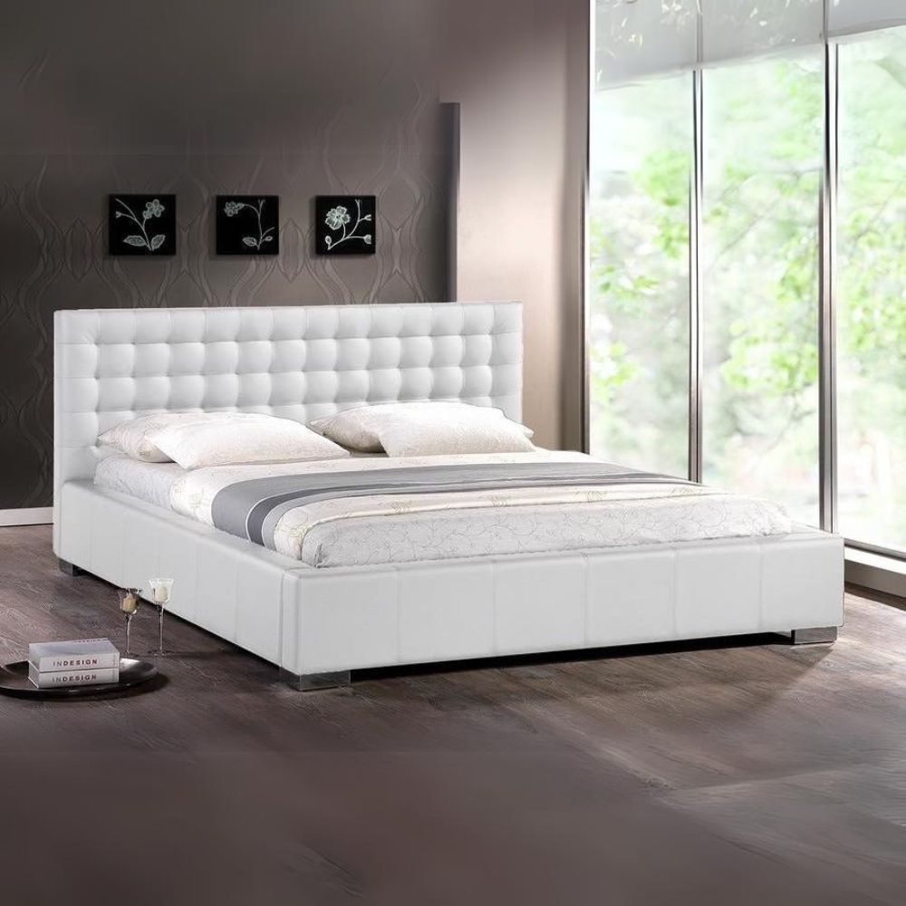 Madison White Modern Bed With Upholstered Headboard - King Size