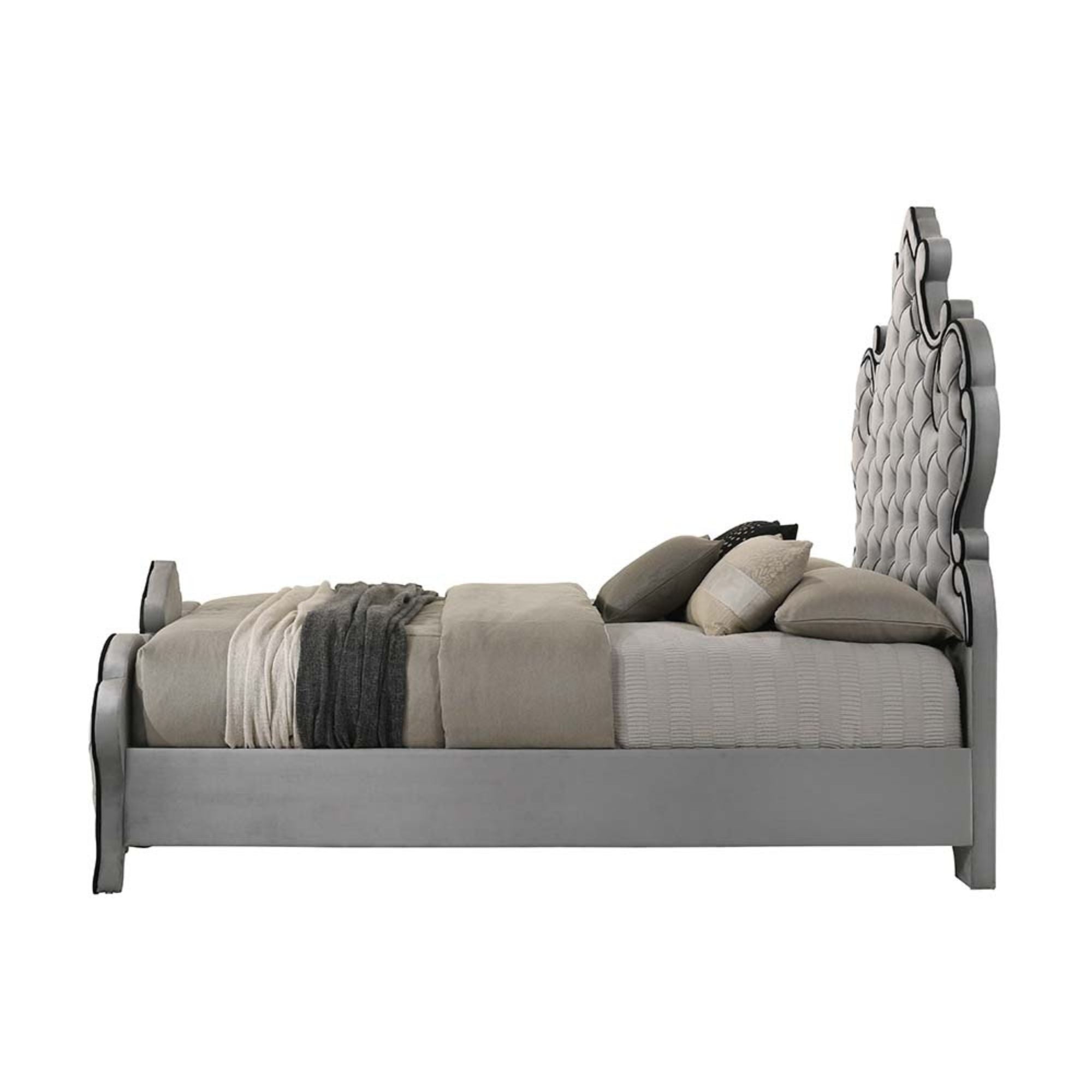 Perine Eastern King Bed, Gray Velvet