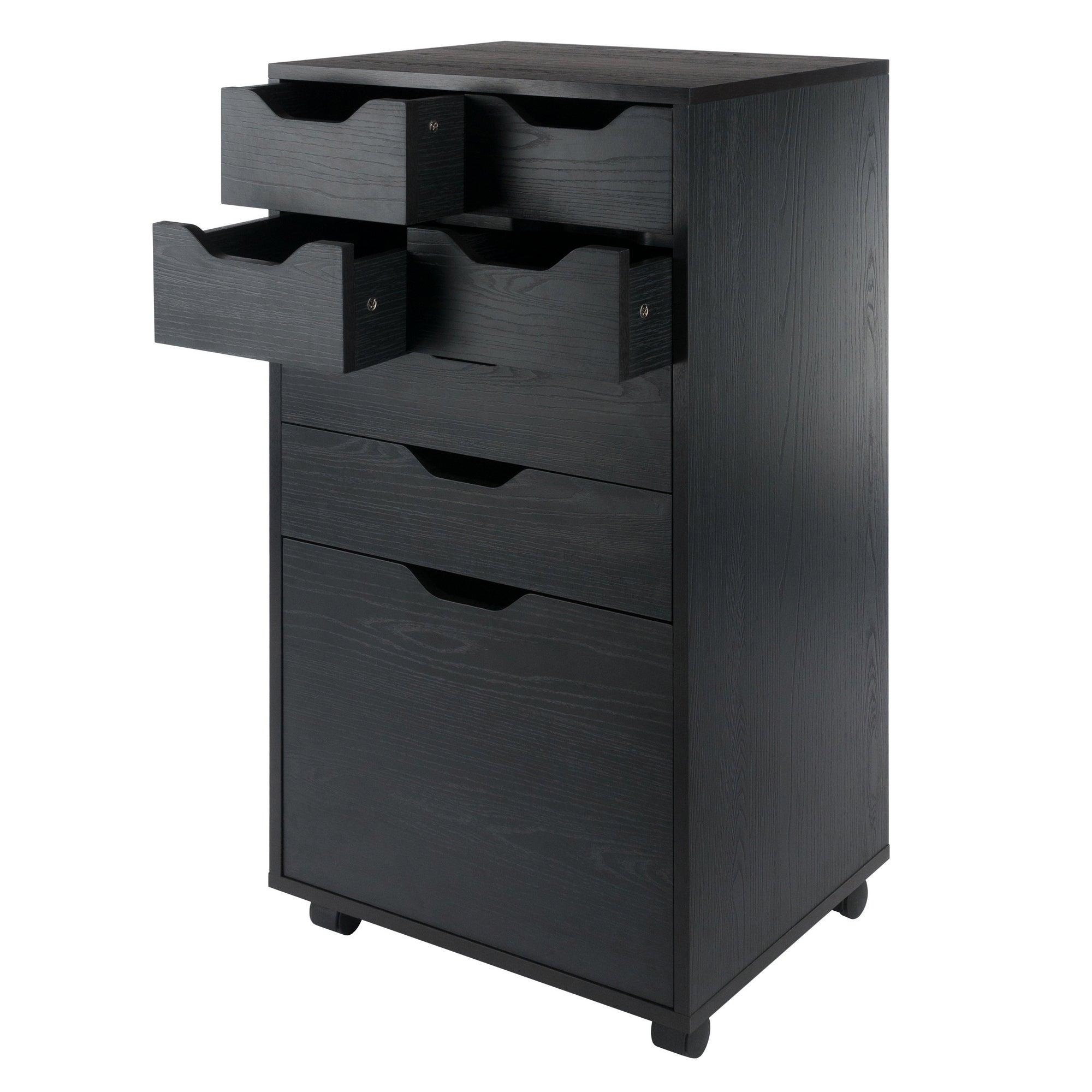 Halifax Bins & Drawers Multi-Storage Tall Mobile Cabinet, Black