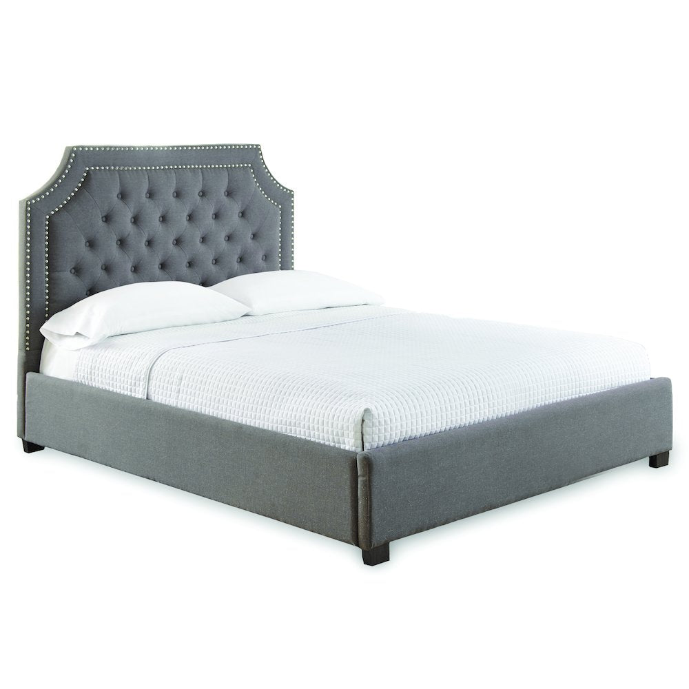 Donnica Willshire Collection Queen Bed in Gray Fabric  Sleek Contemporary Upholstered Frame