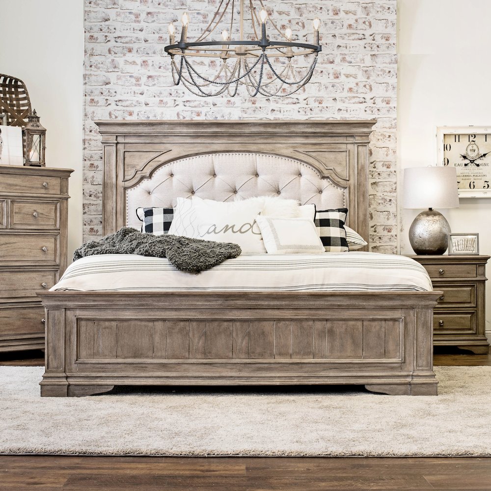 Legrand Highland Park Queen Rustic Driftwood Wood Bed – Panel Headboard with Footboard
