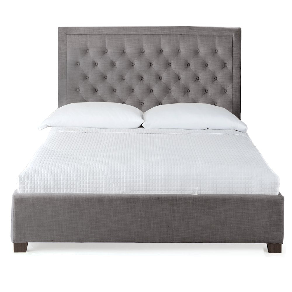 Calidore Isadora Queen Bed in Gray Fabric – Contemporary Style with Padded Headboard