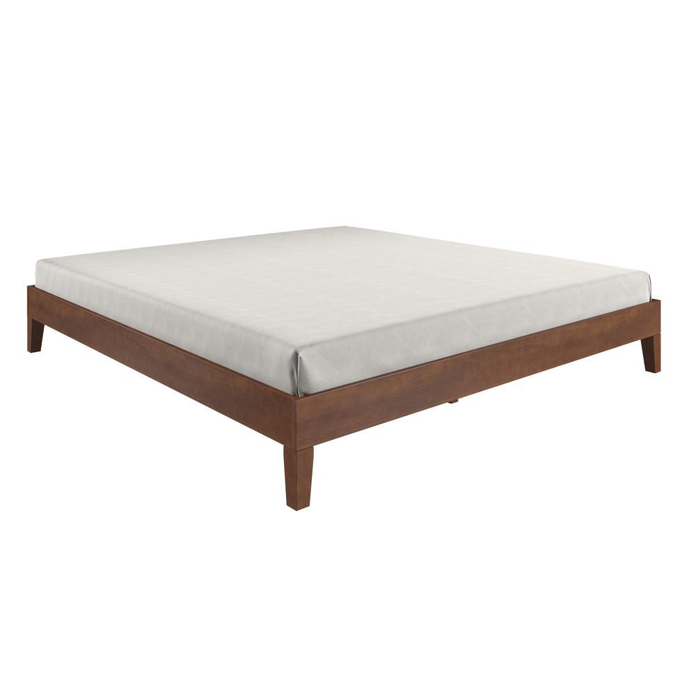 Celsie Nix Collection King Size White Platform Bed – Solid Wood, Clean Modern Lines