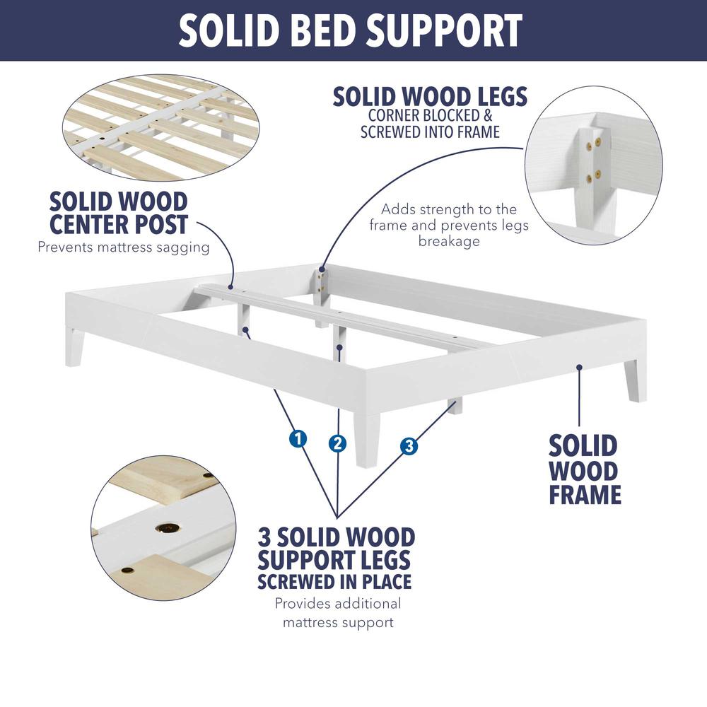 Celsie Nix Collection King Size White Platform Bed – Solid Wood, Clean Modern Lines