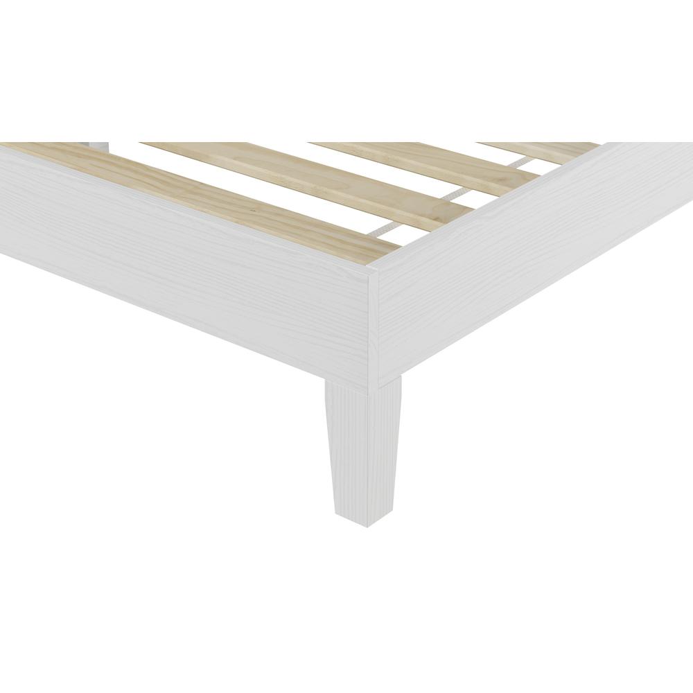 Celsie Nix Collection Queen White Platform Bed – Minimalist Style with Solid Wood Frame