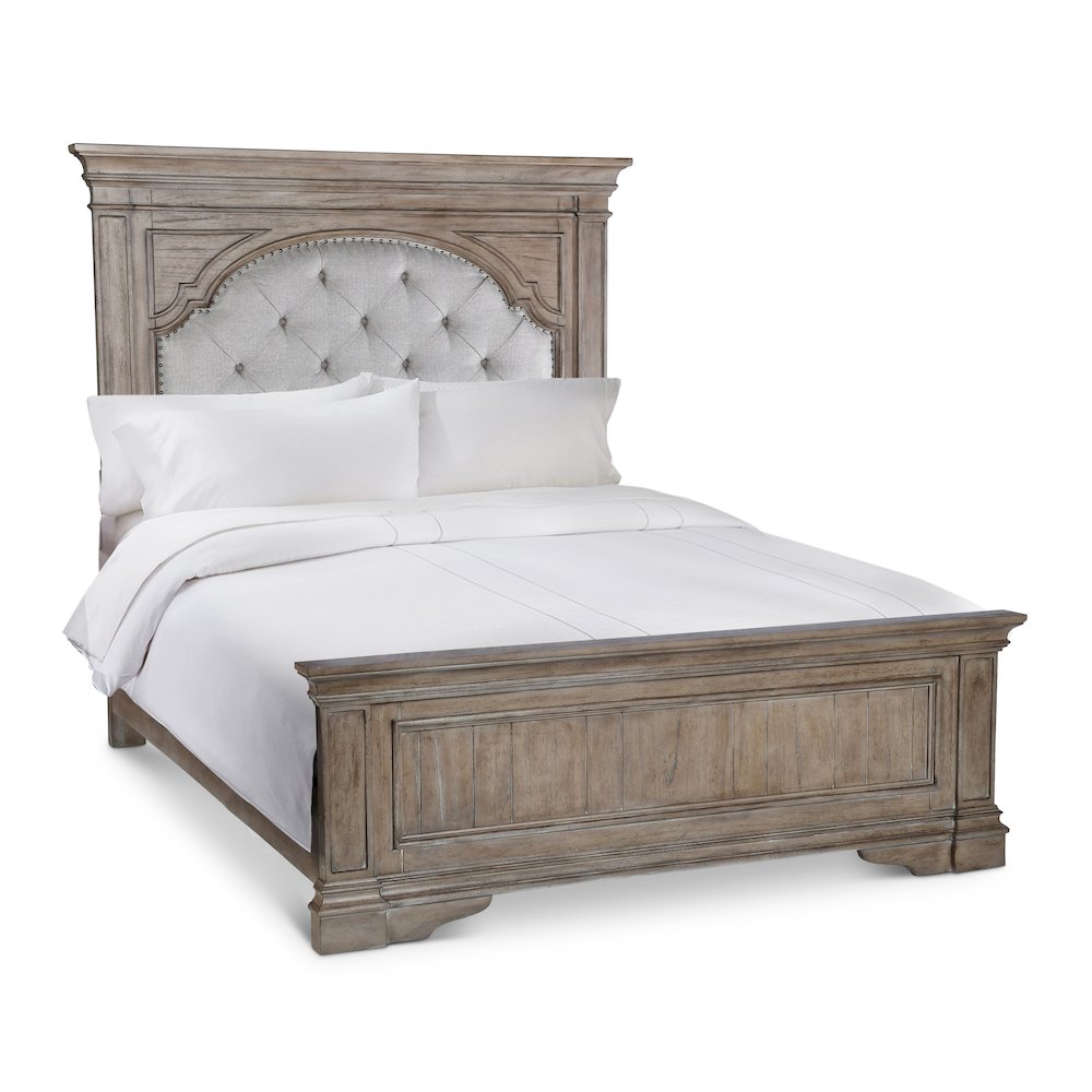 Legrand Highland Park Queen Rustic Driftwood Wood Bed – Panel Headboard with Footboard