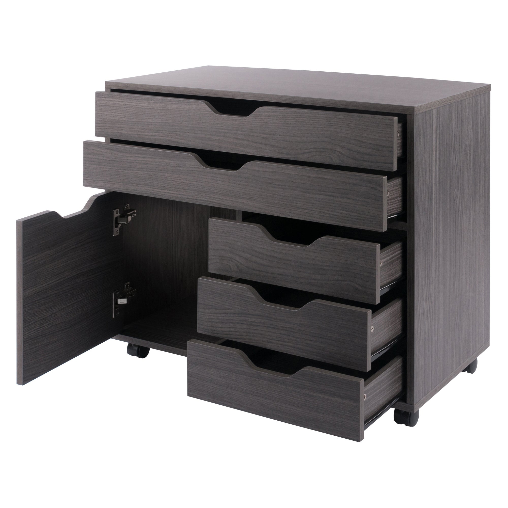 Halifax 3-Section Multi-Storage Mobile Cabinet, Charcoal